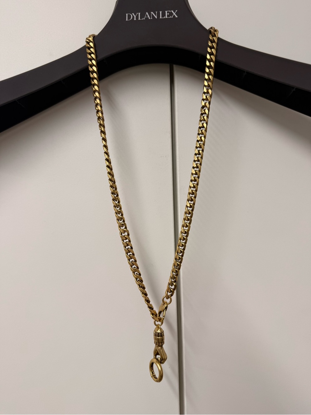 Men's Gold-Tone Curb Chain Necklace with Hand Pendant - Picture 4 of 4